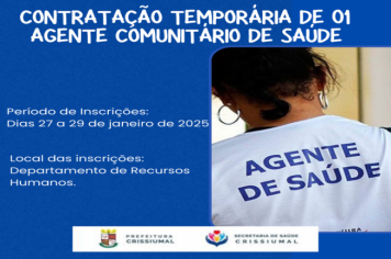 CONTRATAÇÃO TEMPORÁRIA DE 01 AGENTE COMUNITÁRIO DE SAÚDE