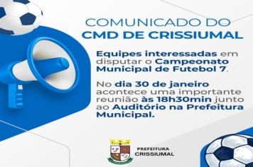 Preparativos do Campeonato de Futebol 7 Avançam em Reunião com Equipes em Crissiumal