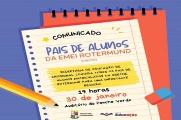 Comunicado da Secretaria de Educação de Crissiumal