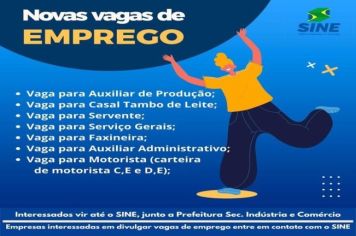 SINE DE CRISSIUMAL dispõe de novas vagas de emprego 