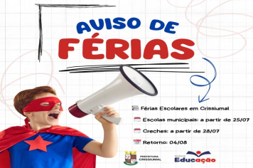 Período de Férias nas Escolas Municipais de Crissiumal