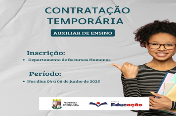  Inscrições Abertas – Auxiliar de Ensino