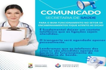 Comunicado da Secretaria de Saúde de Crissiumal