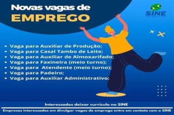 SINE de CRISSIUMAL dispõe de novas vagas de emprego 