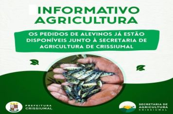 Secretaria de Agricultura de Crissiumal libera pedidos de alevinos