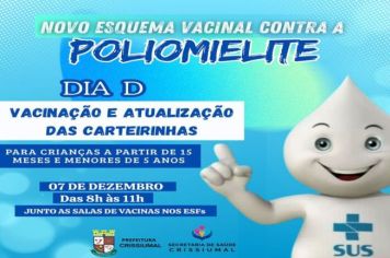 A Secretaria de Saúde de Crissiumal está adequando o esquema vacinal contra a Poliomielite.