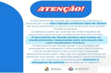 Comunicado Secretaria de Saúde de Crissiumal