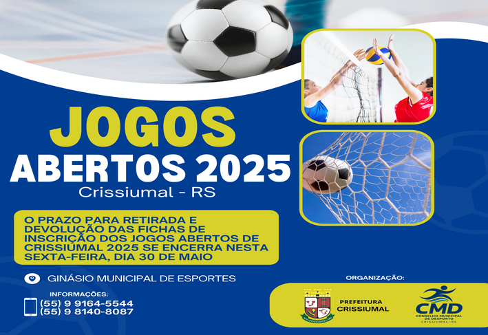  Últimos dias de inscrição – Jogos Abertos de Crissiumal 2025!
