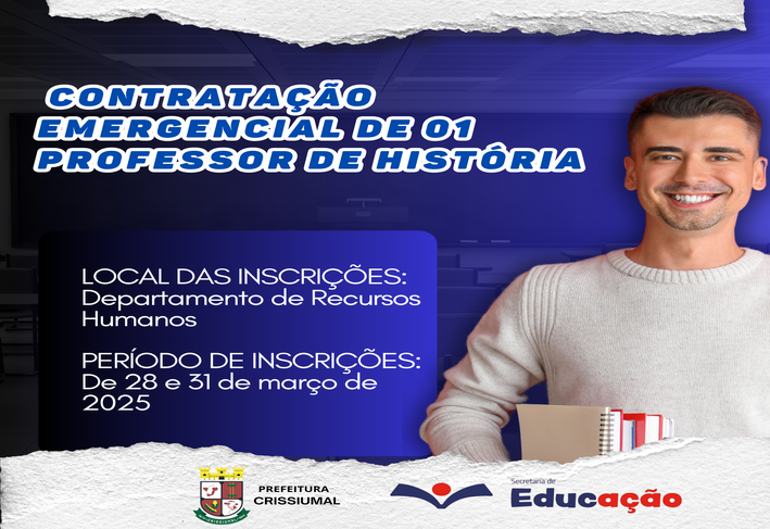 Contratação Emergencial – Professor de História (20h)
