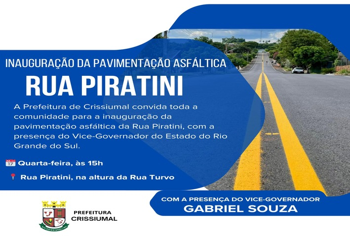 Convite Especial – Inauguração da Pavimentação Asfáltica 