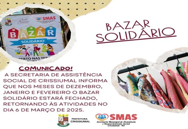 Comunicado da Secretaria de Assistência Social de Crissiumal.