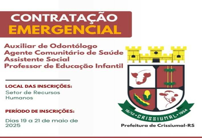 Prefeitura de Crissiumal abre Edital de Contratação Emergencial!