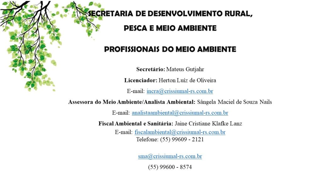 TÉCNICOS DA SECRETARIA DE DESENVOLVIMENTO RURAL E MEIO AMBIENTE